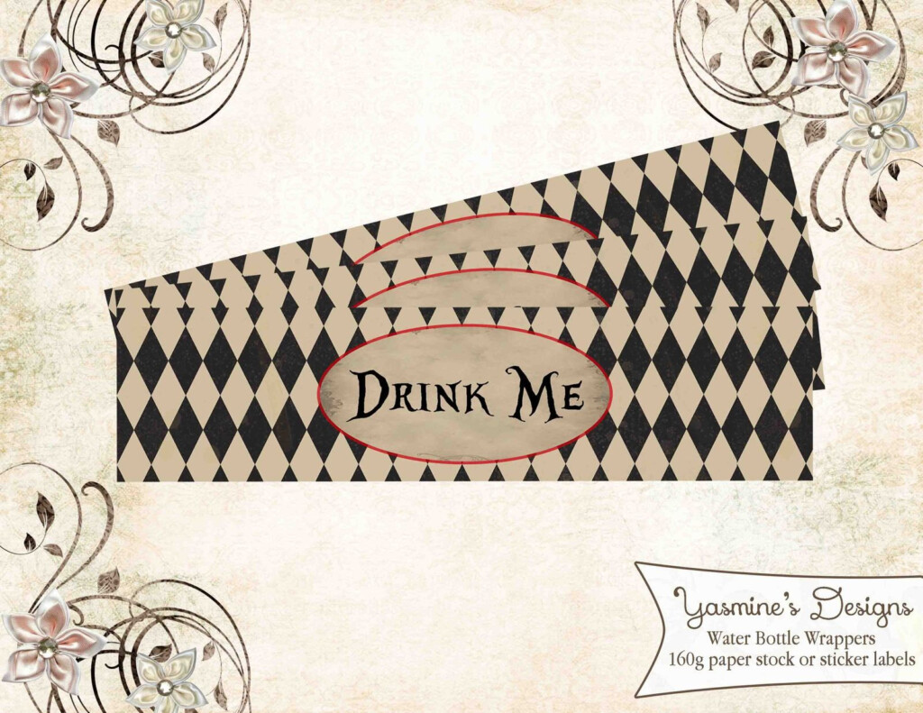 Alice In Wonderland Drink Me Water Bottle Wrappers Alice In 
