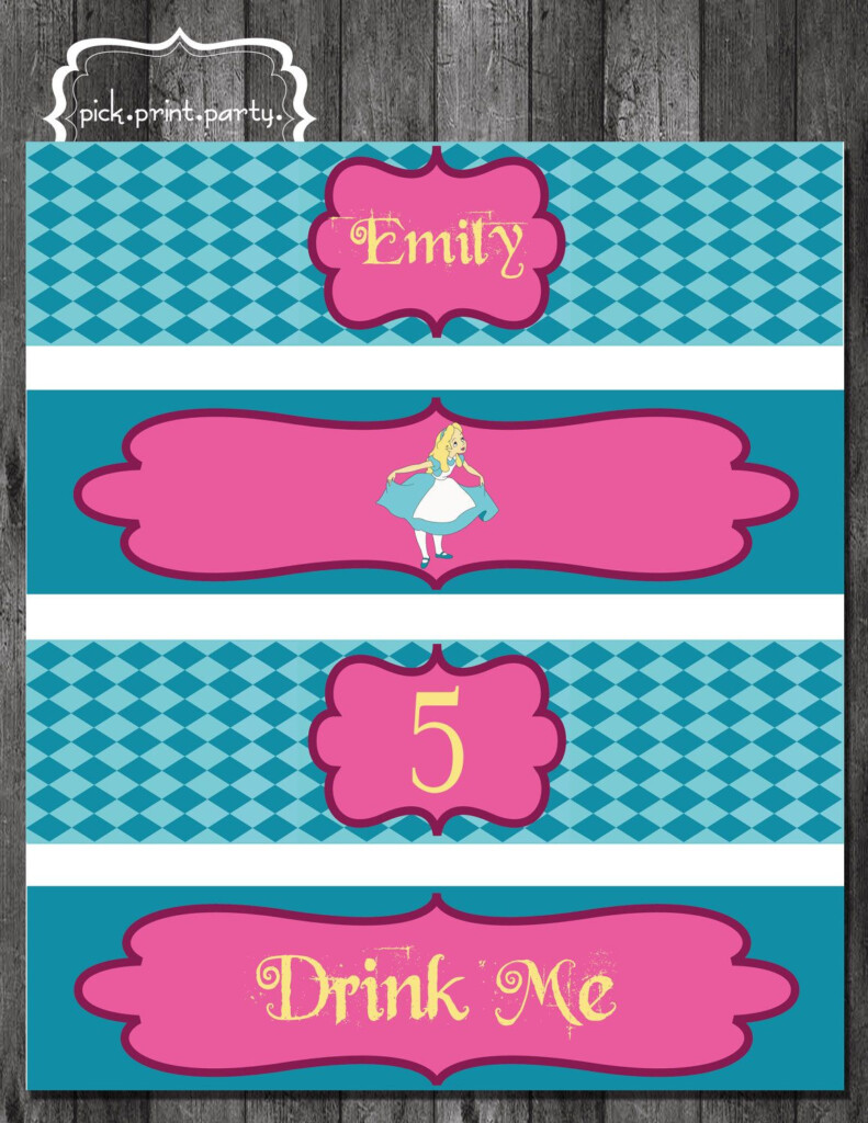 Alice In Wonderland Water Bottle Labels DIY Printable 8 00 Via 