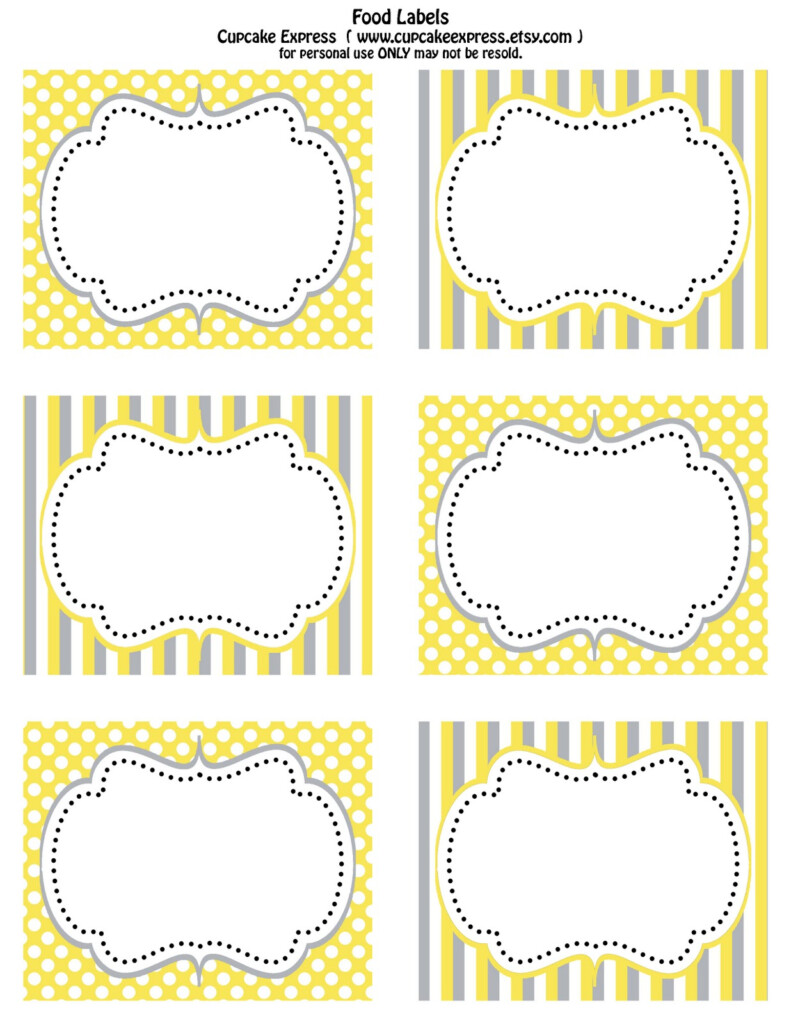 Cupcake Express Free Printable Yellow And Grey Food Labels Cupcake 