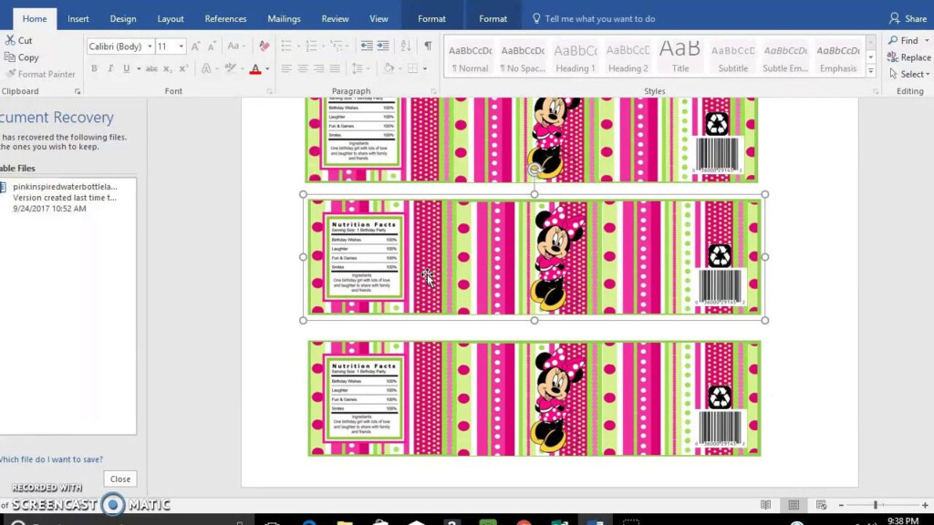 Diy Tutorial Template For Water Bottle Labels For Microsoft And 