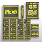 EDITABLE PRINTABLE Star Wars Yellow Birthday Party Food Card Tents