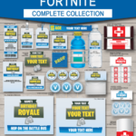 Fortnite Party Printables Decorations Invitations Blue Birthday