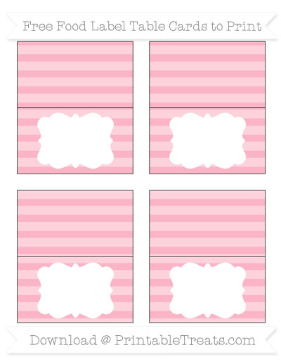 Free Pastel Light Pink Horizontal Striped Simple Food Labels 