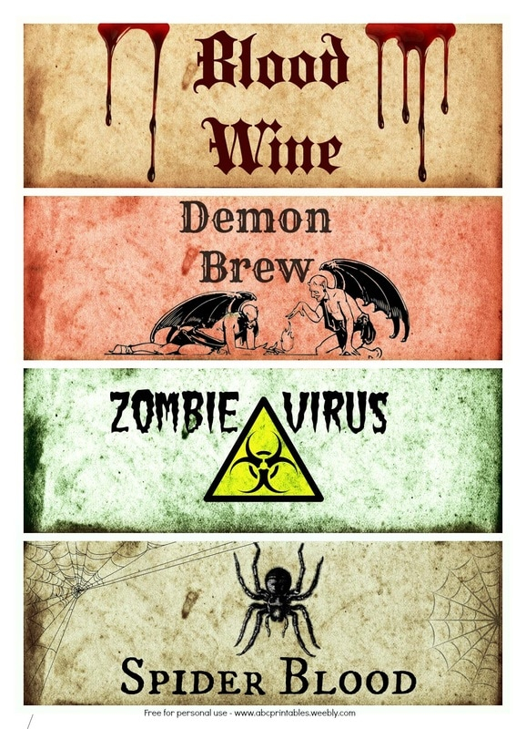 Free Printable Halloween Bottle Labels Itsybitsyfun