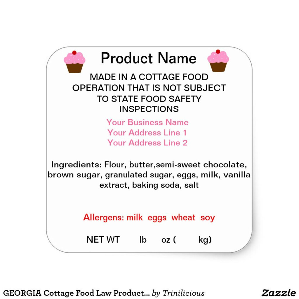 GEORGIA Cottage Food Law Product Labels Zazzle In 2021 Label 