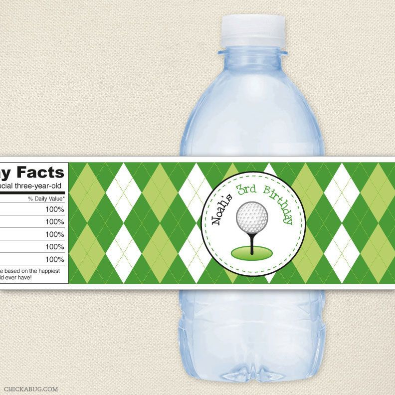 Golf Water Bottle Labels Golf Party Water Party Custom Water Bottle 