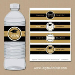 Graduation Water Bottle Labels Printable Black And Gold Party Etsy
