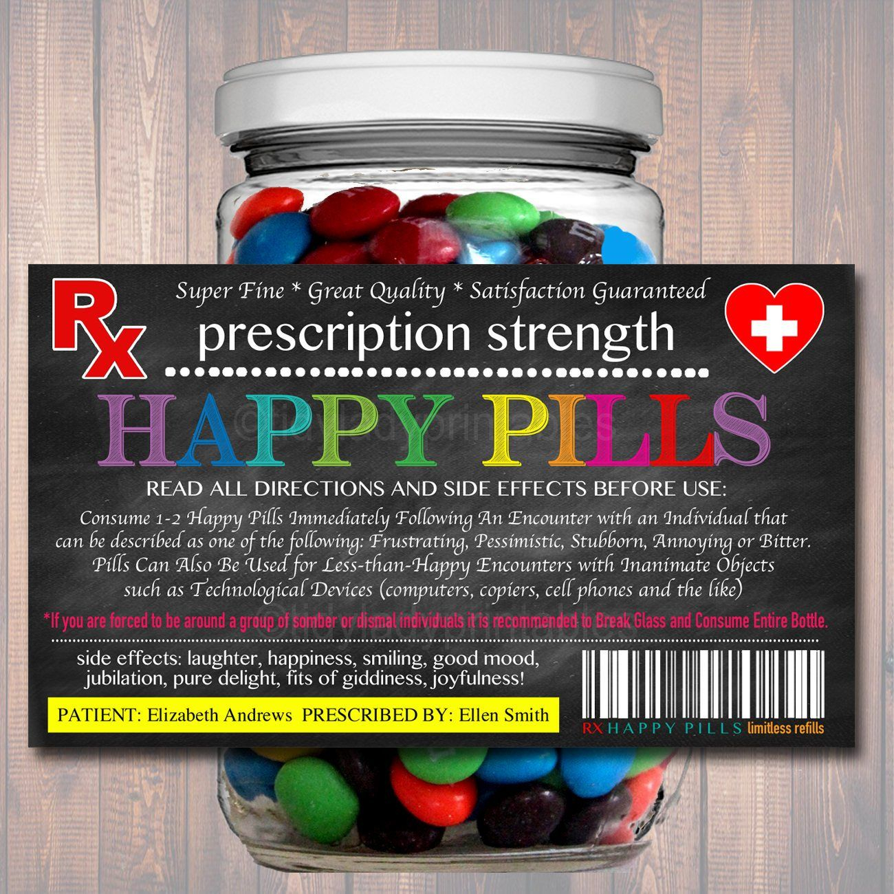 Happy Pills Label Funny Gag Gift Professional Office Gift Christmas
