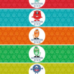 Monster Printable Water Bottle Wraps Paper Ribbons