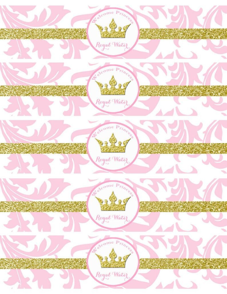 Pink Princess Baby Shower Water Bottle Labels Printable Pink Etsy 