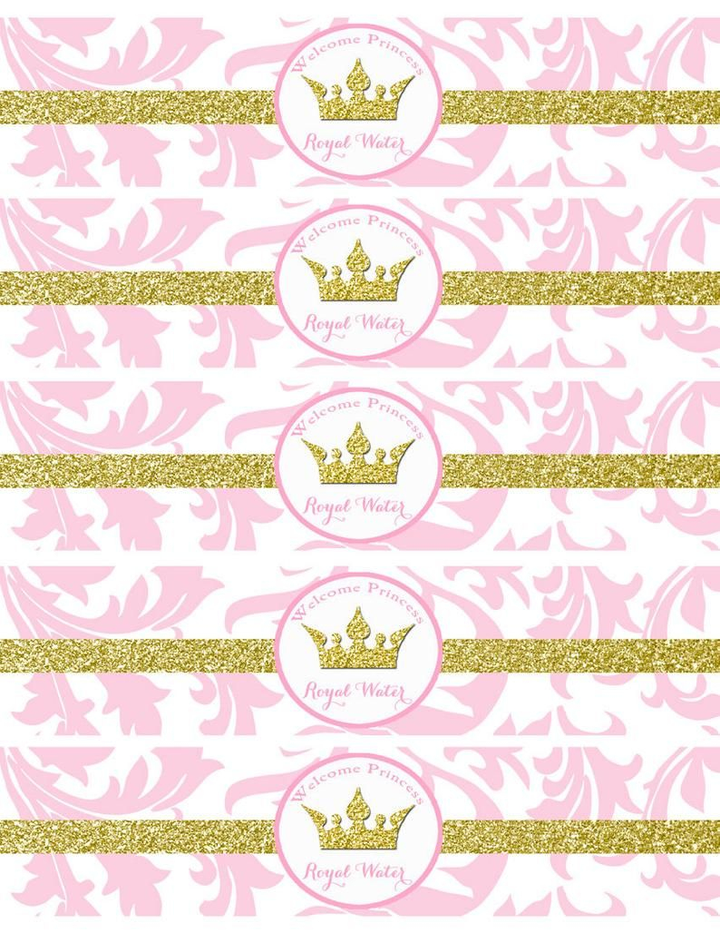 Pink Princess Baby Shower Water Bottle Labels Printable Pink Etsy 