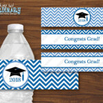 Printable 2018 Graduation Water Bottle Labels Blue Chevron Etsy