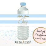 Printable Blue 1st Birthday Water Bottle Labels Boys Custom Cover First