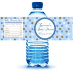 Printable Blue Polka Dots Water Bottle Labels Wrappers Birthday Baby