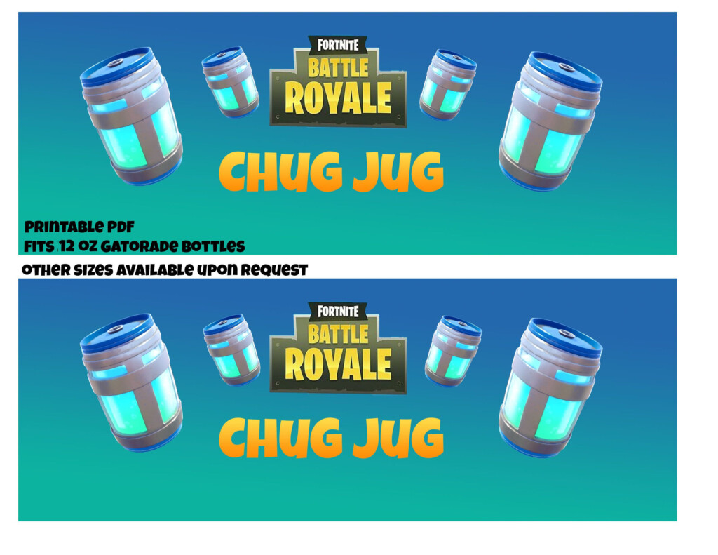 Printable Fortnite Bottle Label For 12 Oz Gatorade Bottles 20 Oz Bott 