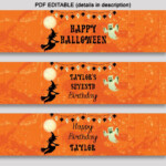 Printable Halloween Water Bottle Labels Halloween Bottle Wraps Orange