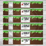 Printable Minecraft Bottle Labels Minecraft Birthday Party Supplies