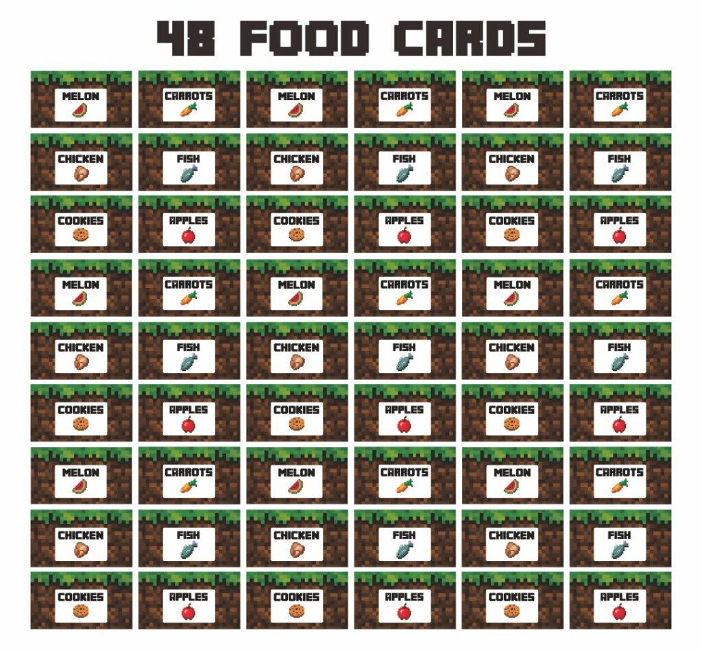 Printable Minecraft Food Tent Cards In 2020 Minecraft Food Minecraft 