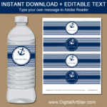 Printable Water Bottle Labels For Nautical Birthday Nautical Wedding