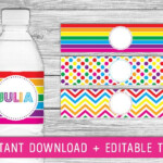Printable Water Bottle Labels Rainbow Birthday By PurdyPrintsNYC 4 99