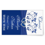 Royal Blue And White Floral Wedding Bottle Sticker Zazzle