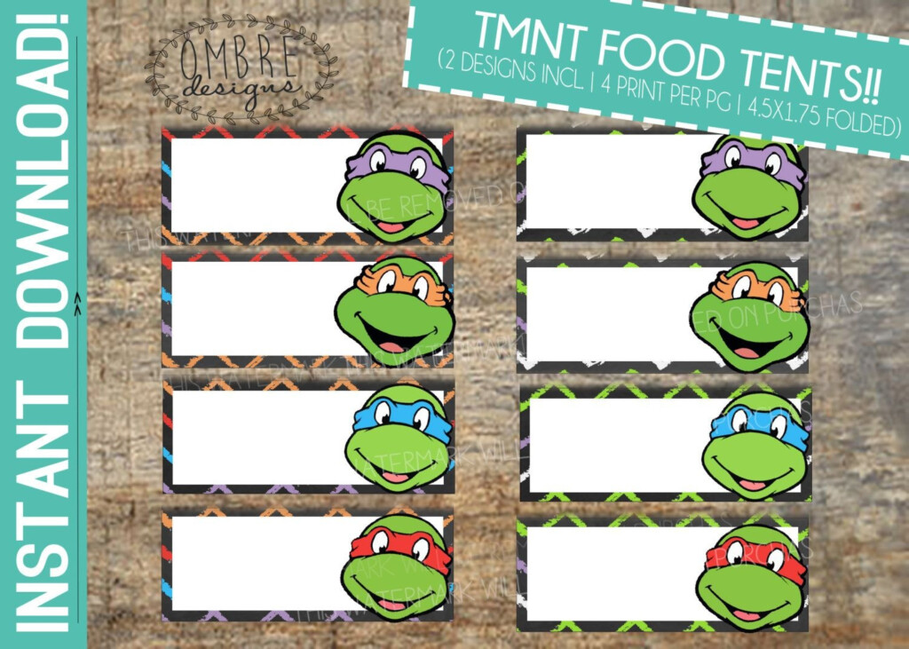 Teenage Mutant Ninja Turtles Birthday Printable Name Tags Click Free 