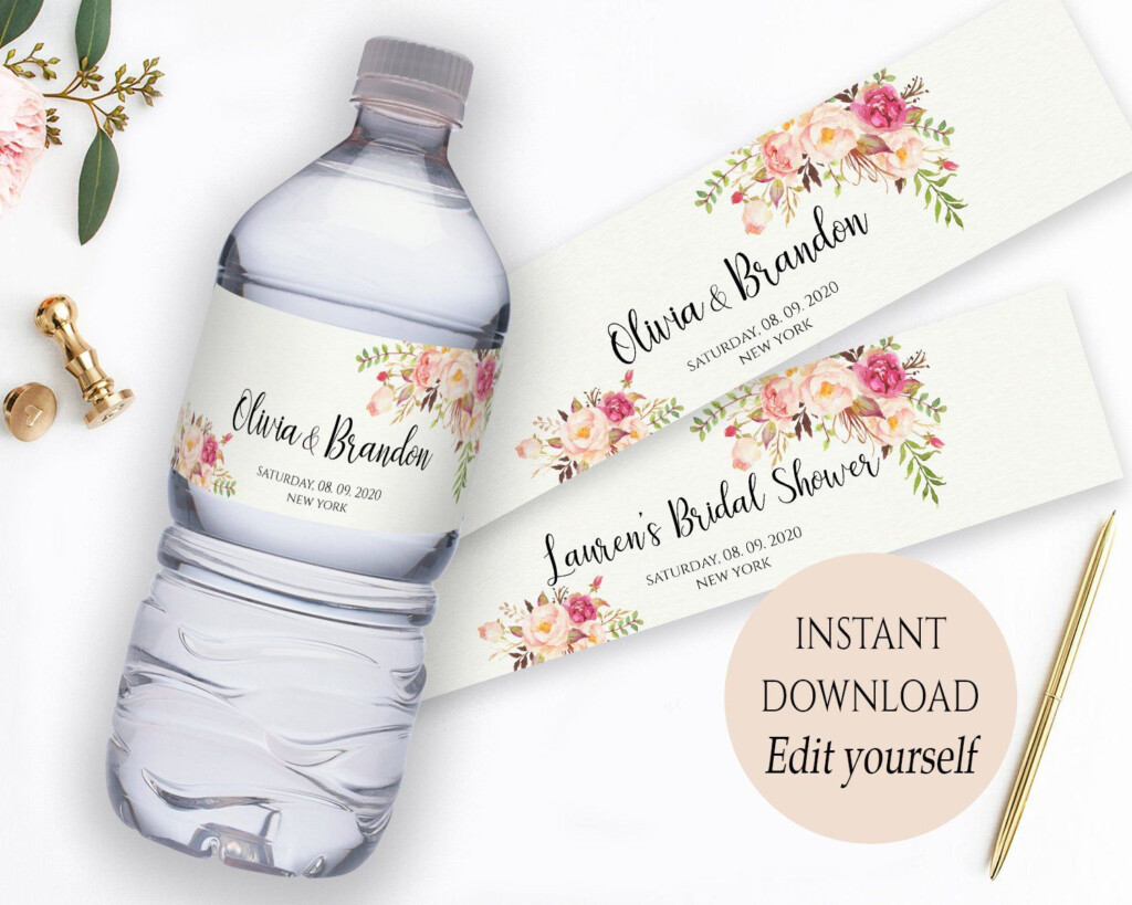 Water Bottle Label Template PDF Instant Download Printable Custom Label 