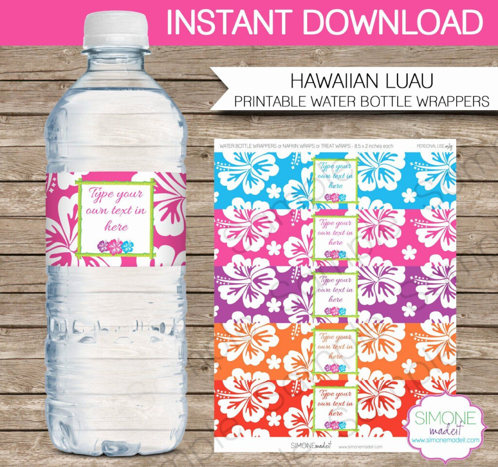 Water Bottle Labels Template Luxury Luau Party Water Bottle Labels Or 