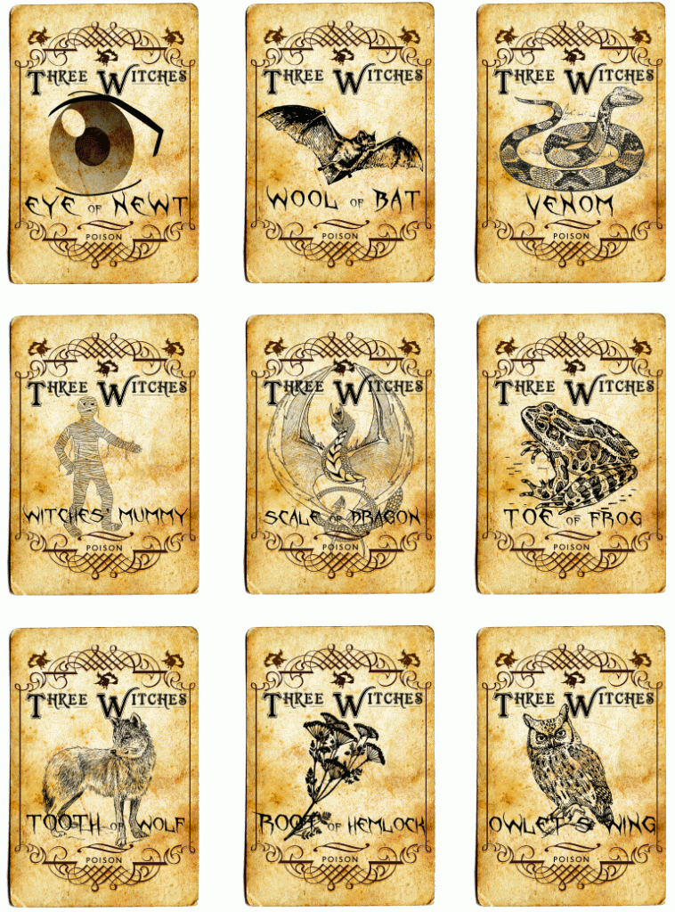 Witches Potion Bottles Halloween Bottle Potion Labels 3 Witches 